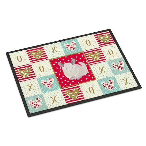 Carolines Treasures 18 x 27 in. White Dominant Chinchilla Love Indoor or Outdoor Mat CK5425MAT - main